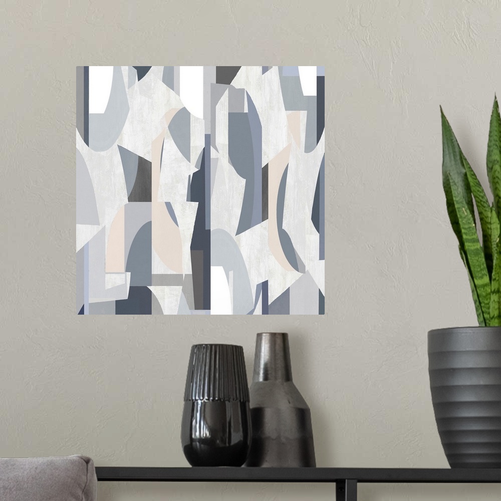 A modern room featuring Abstract Shapes Grey Square
