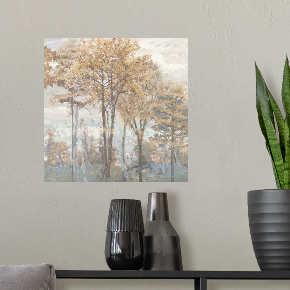 A modern room featuring Abstract Trees I