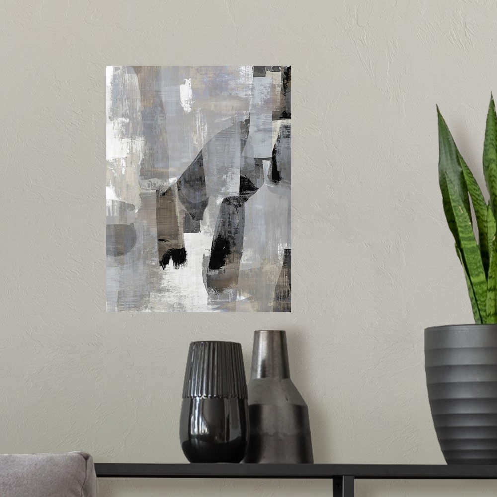 A modern room featuring Black And White Abstract