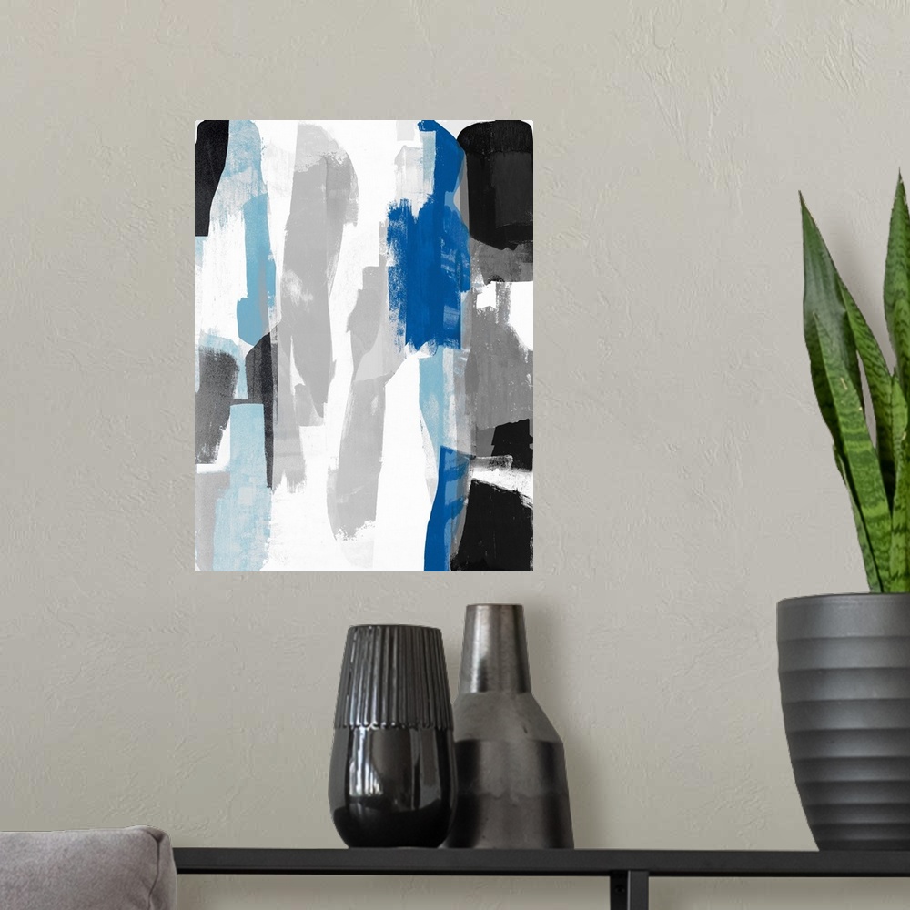 A modern room featuring Blue Abstracts 1