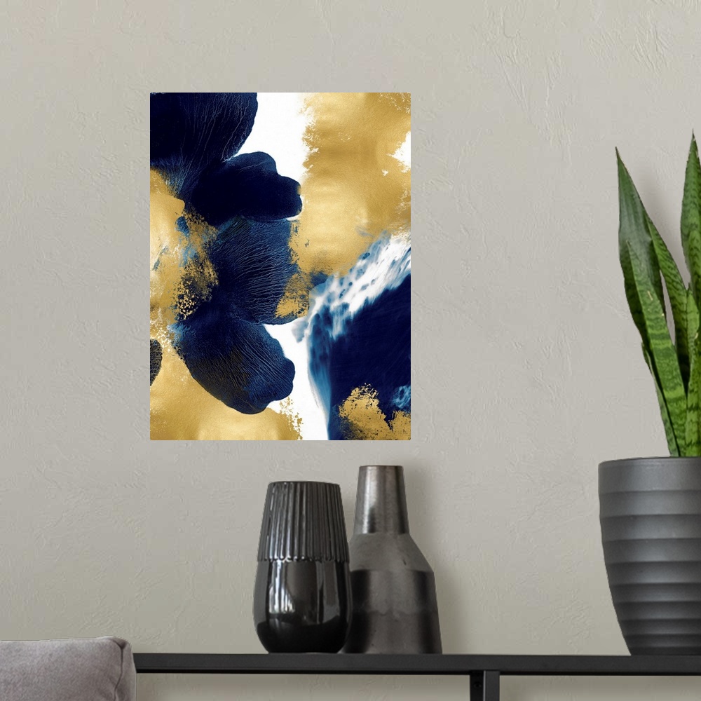 A modern room featuring Blue Gold Abstracts IV