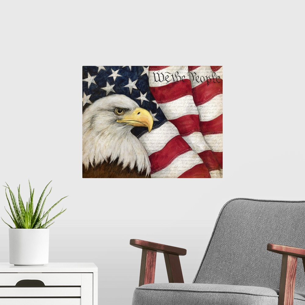 A modern room featuring Celebrate the iconic American Eagle in all its glory.