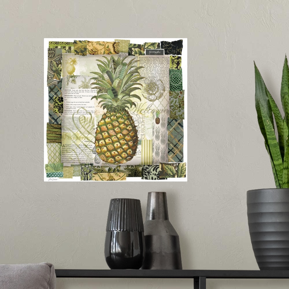 A modern room featuring Elegant pineapplethe symbol of hospitality.