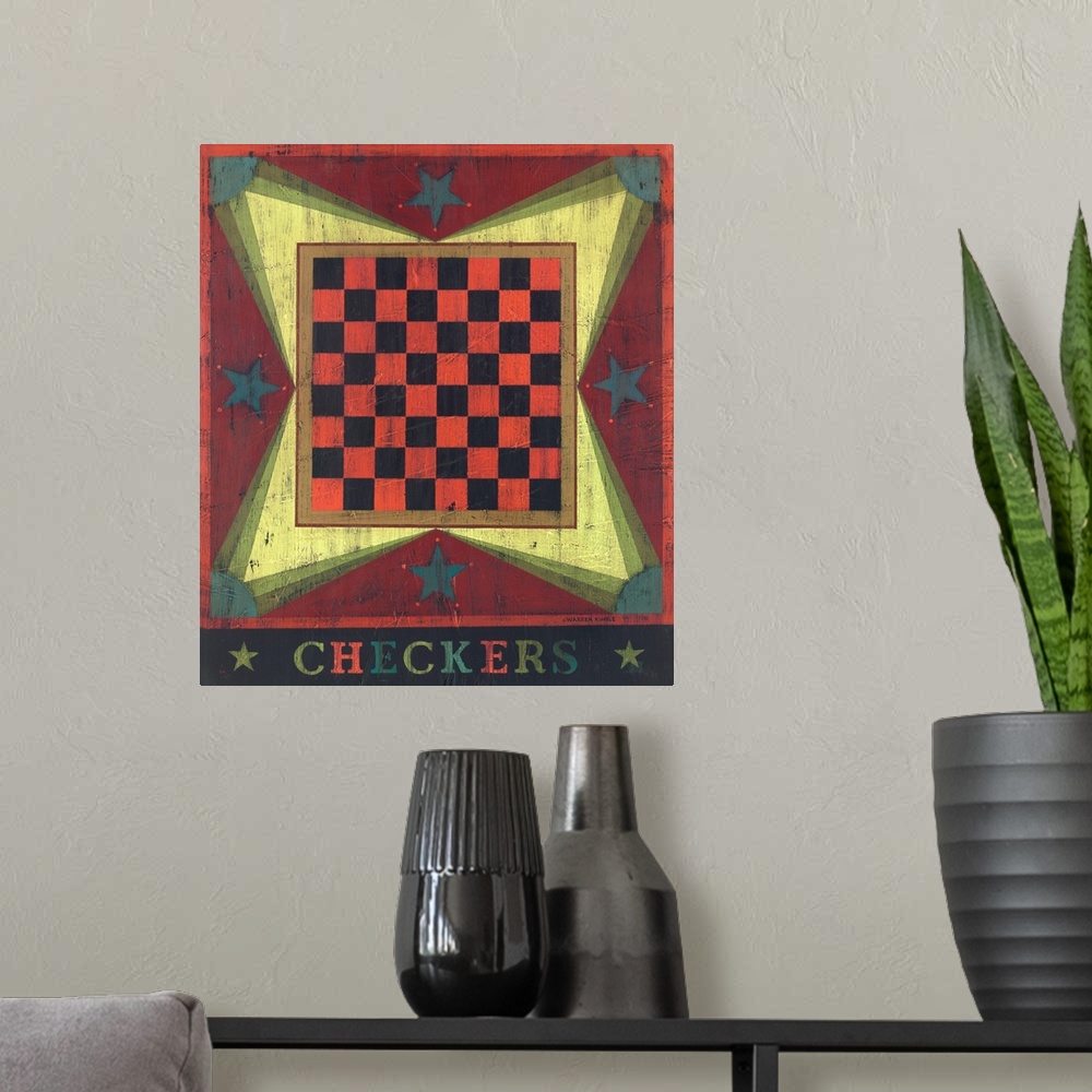 A modern room featuring Americana Game image by renowned folk artist Warren Kimble