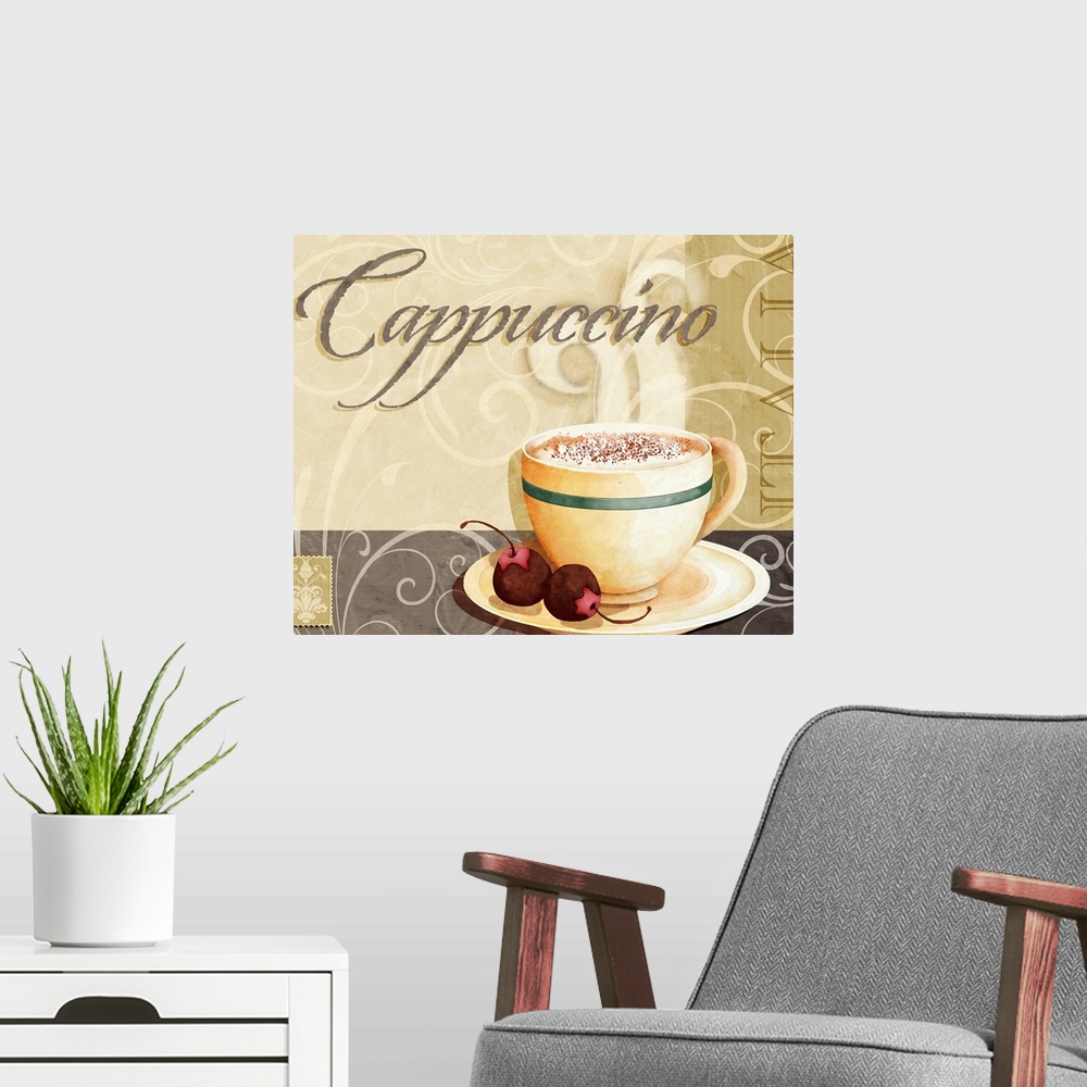 A modern room featuring Soothing cup of coffee, perfect for kitchen decor