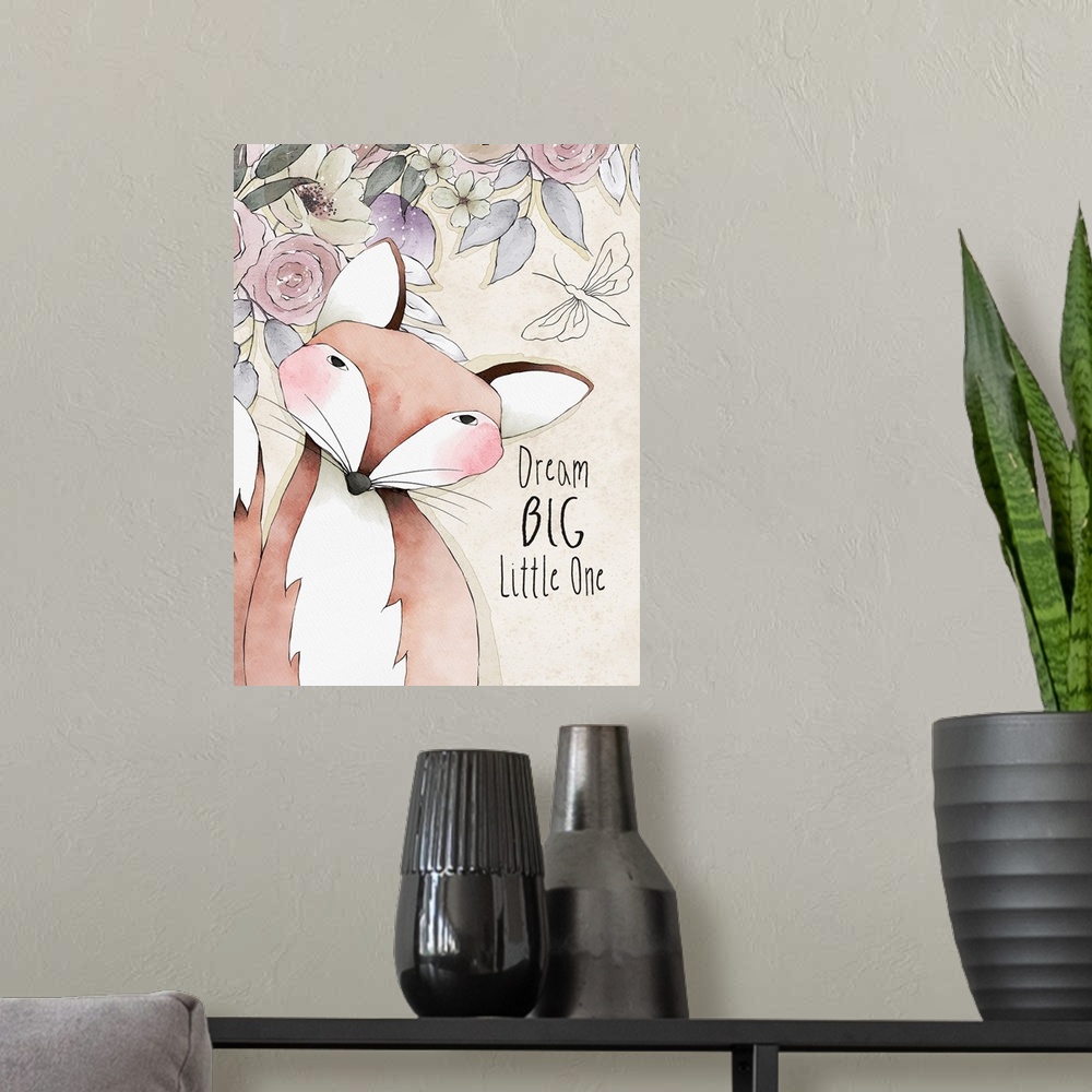 A modern room featuring This gently rendered watercolor animal design adds a soft gender-neurtal touch to baby decor.