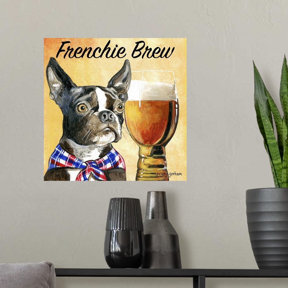 A modern room featuring Love this breed and brew?  Decorate your home with this fun art.