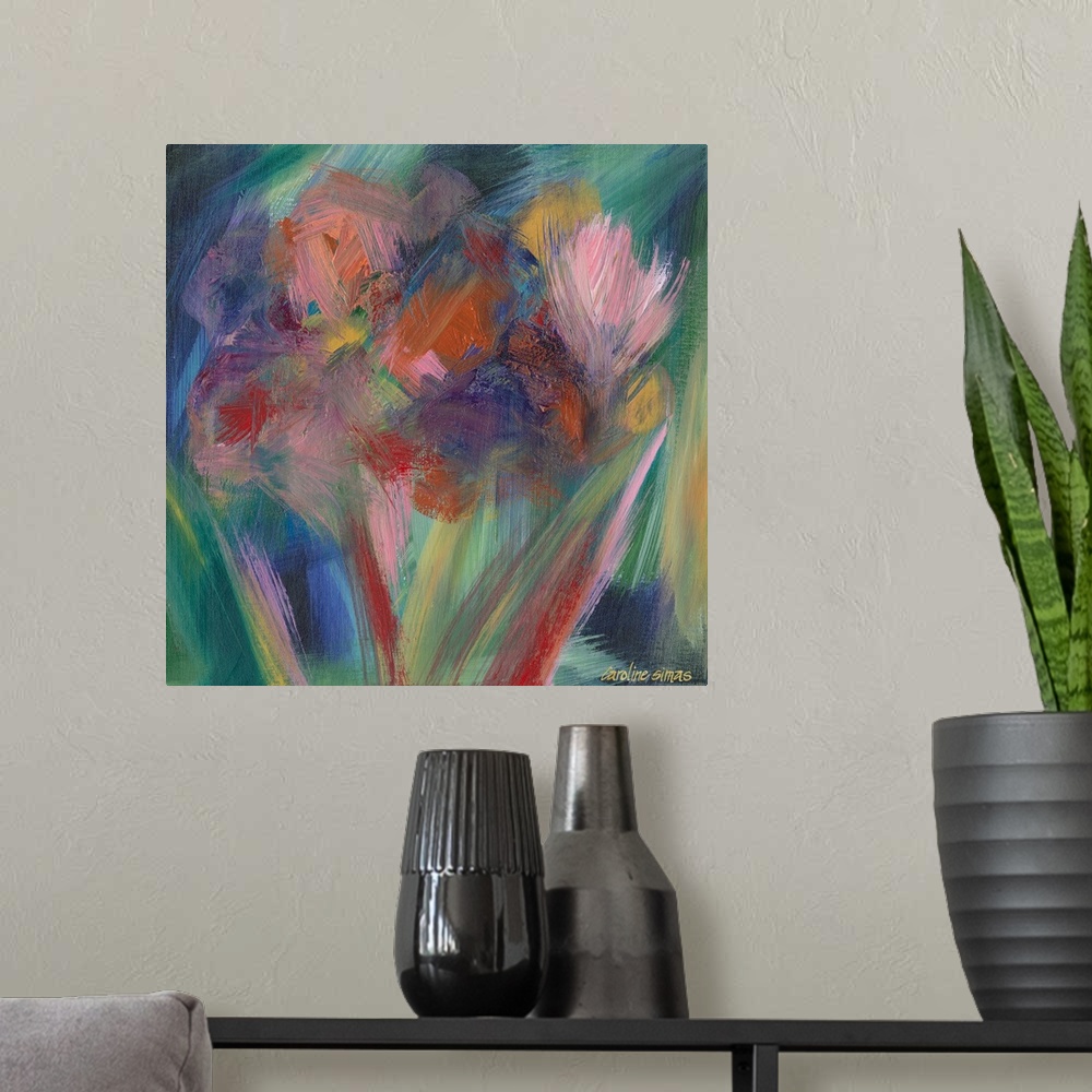 A modern room featuring Bright and splashy abstracts will add a dynamic touch to any home decor.