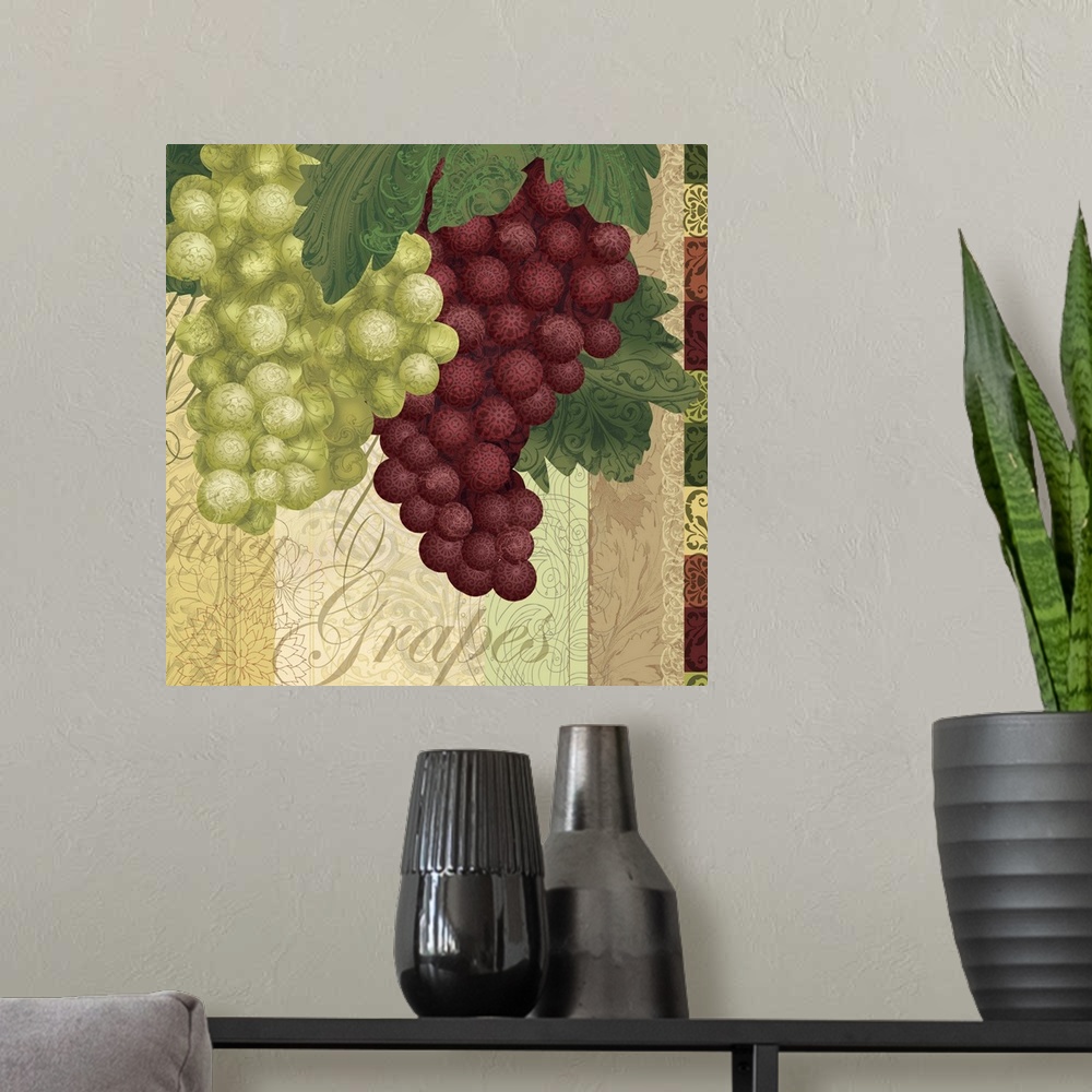 A modern room featuring Sophisticated, pattern-driven fruit art works for kitchen,  dining room and more