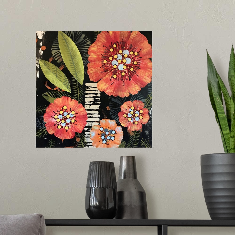 A modern room featuring Dramatic contrast makes this floral an impactful addition to any decor