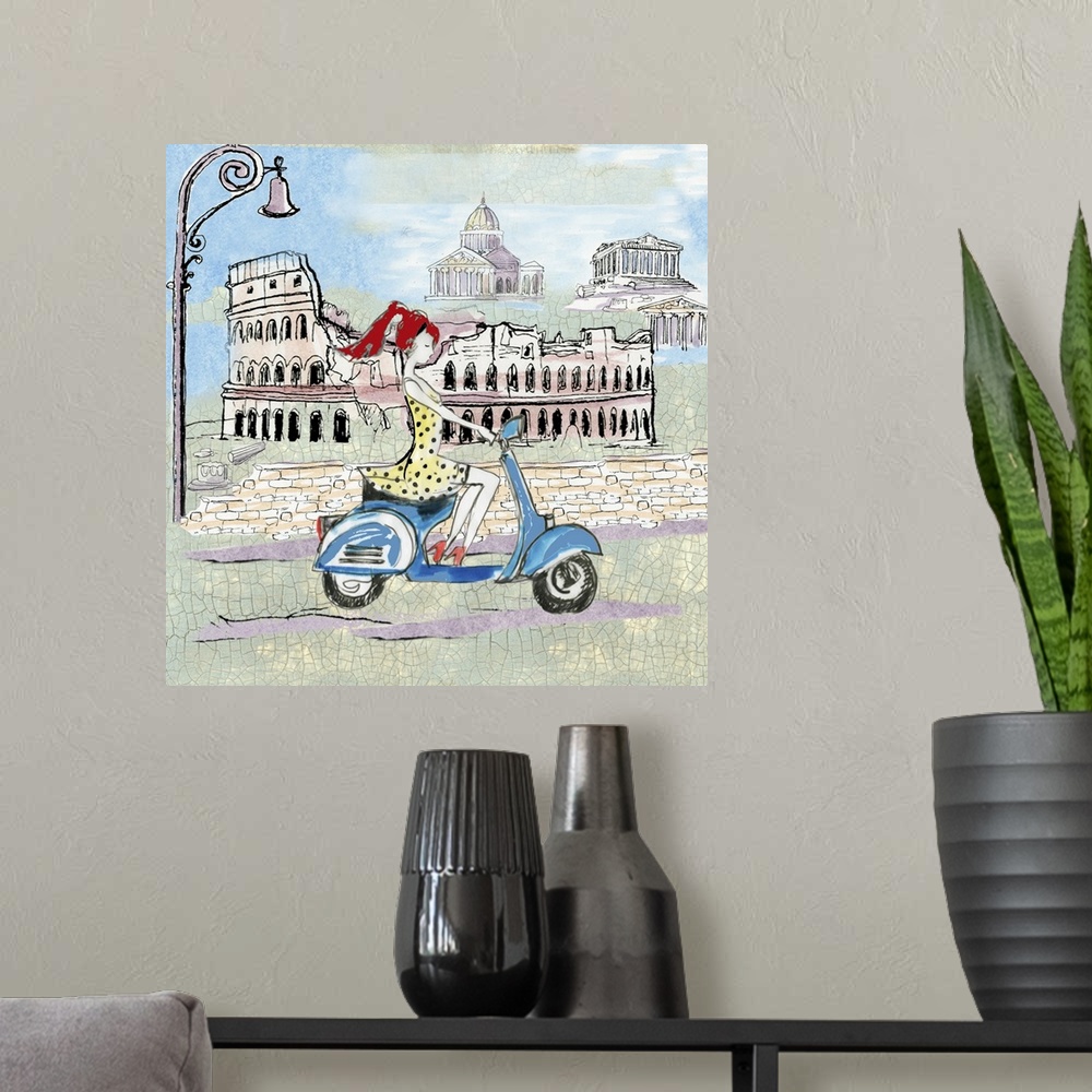A modern room featuring Playful Italian scene adds a delightful touch to any room.