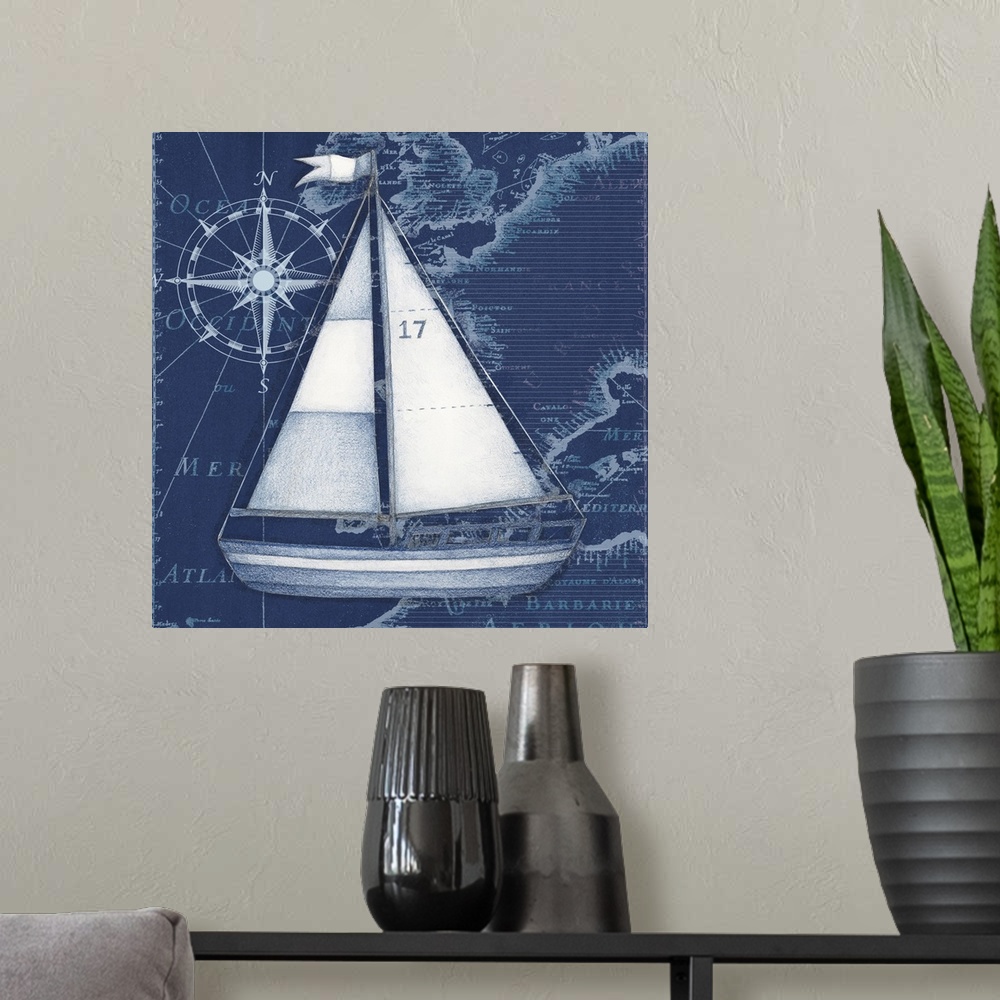 A modern room featuring A striking sailboat motif adds a nautical accent to your home decor.