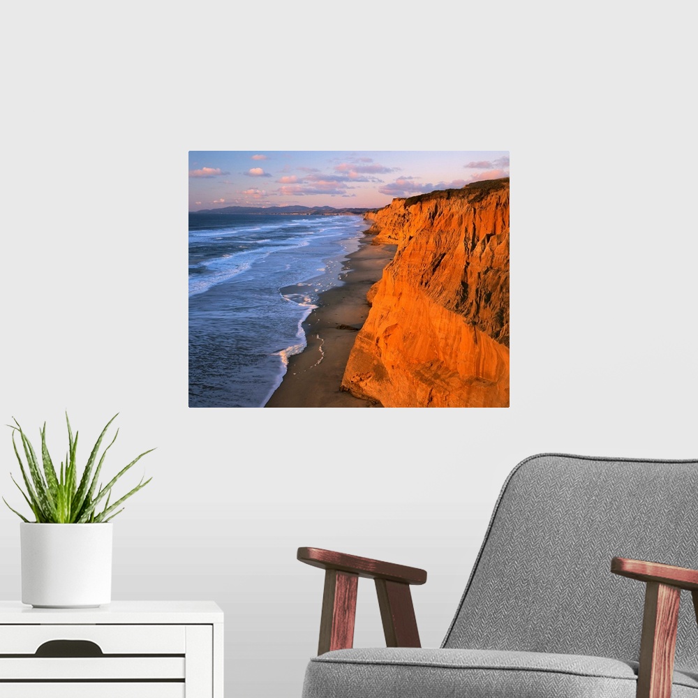 A modern room featuring USA, California, Cliffs at Pescadero State Beach.