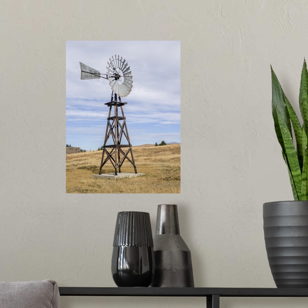 A modern room featuring USA, Washington State, Molson, Okanogan County. Windmill in the ghost town.