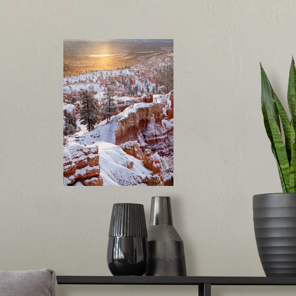 A modern room featuring USA, Utah, Bryce Canyon National Park, Sunrise from Sunrise Point after fresh snowfall (Not avail...