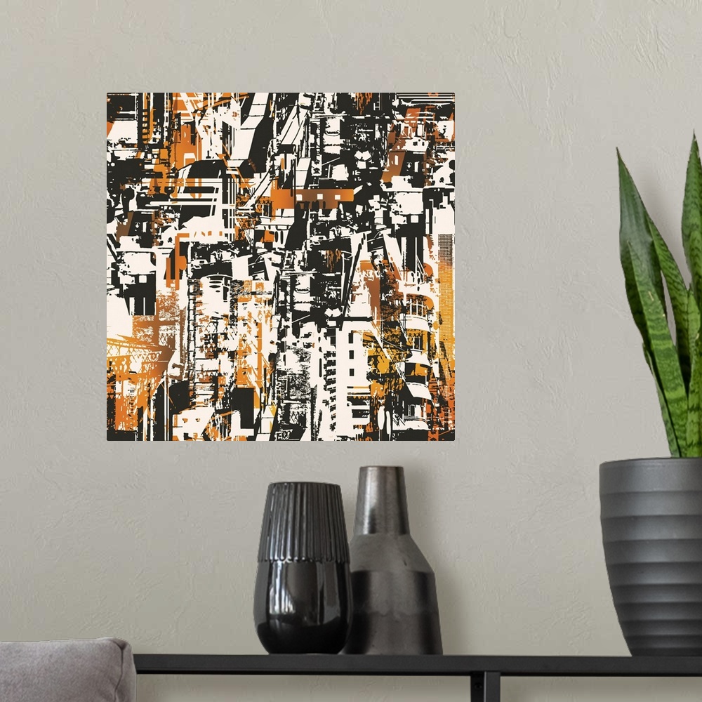 A modern room featuring Abstract Urban City
