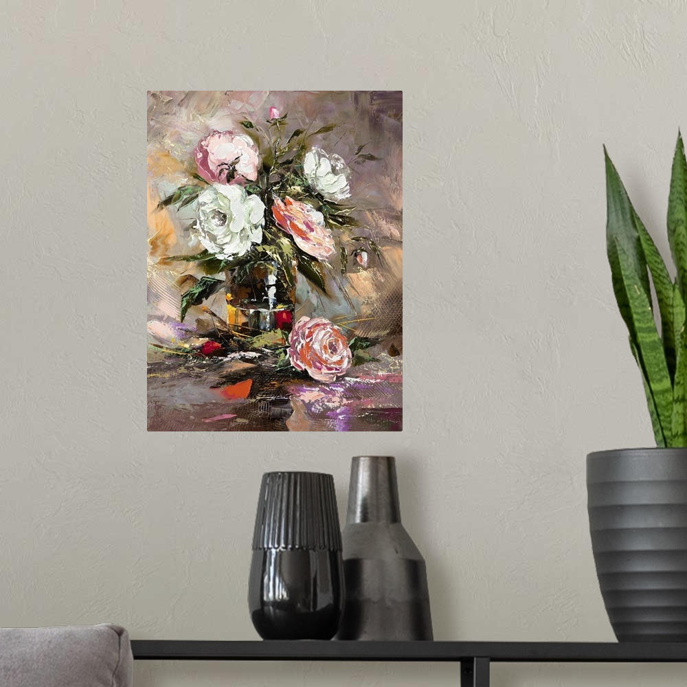 A modern room featuring Bunch Of Flowers In A Vase