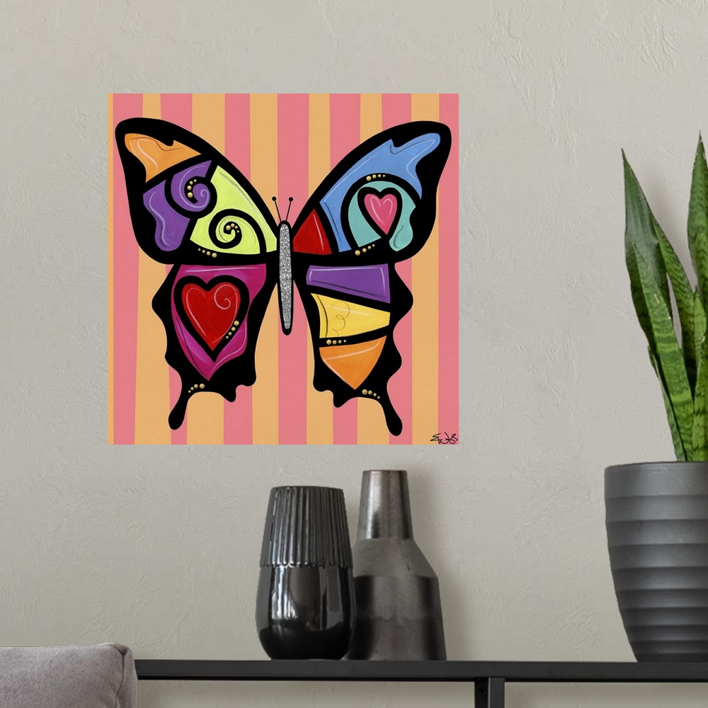 A modern room featuring Butterfly Hearts And Swirls
