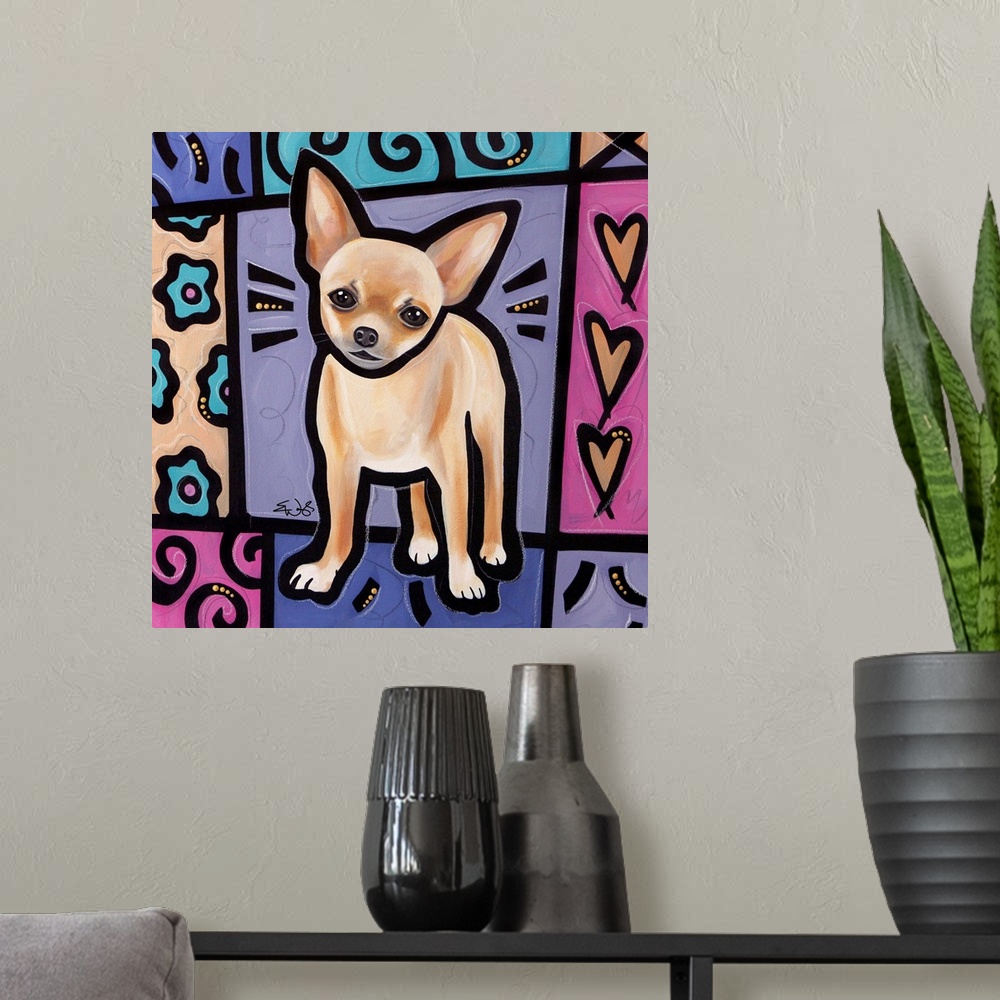 A modern room featuring Chihuahua Pop Art