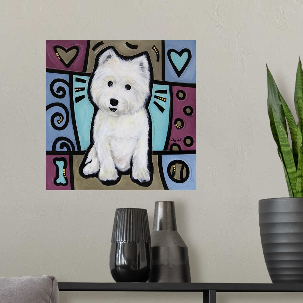 A modern room featuring West Highland White Terrier Pop Art