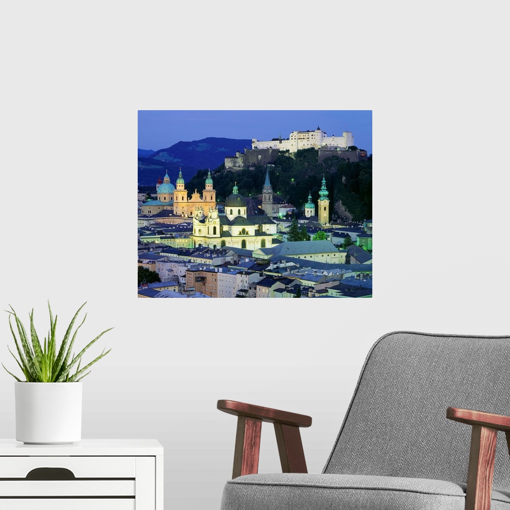 A modern room featuring Austria, Salzburg, Old town and Hohensalzburg Fortress in background