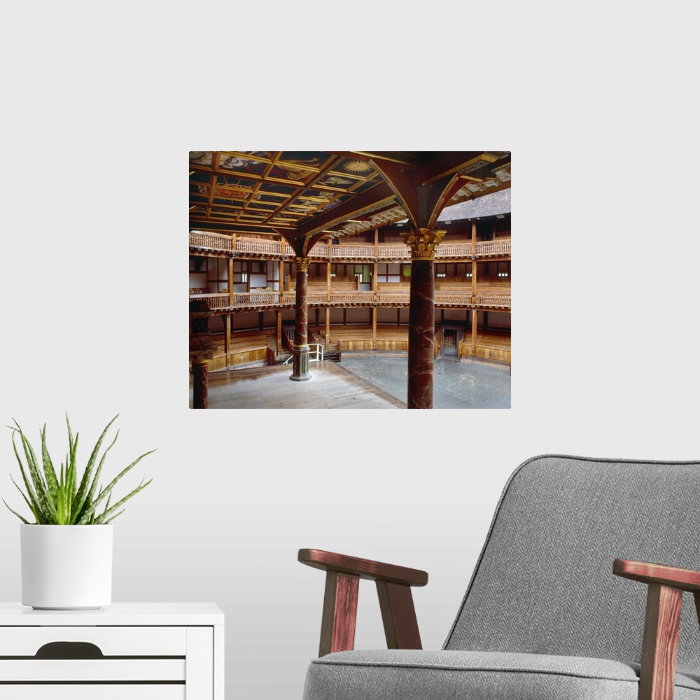 A modern room featuring England, London, Shakespeare's Globe Theatre, Interior