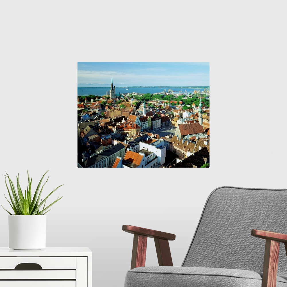 A modern room featuring Estonia, Tallinn, View of the old town