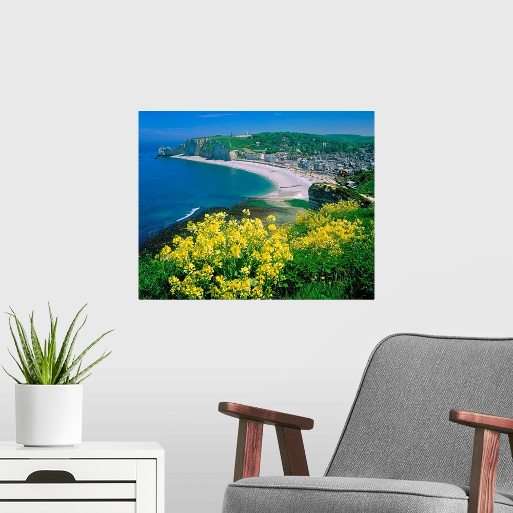 A modern room featuring France, Haute-Normandie, Etretat, typical coast