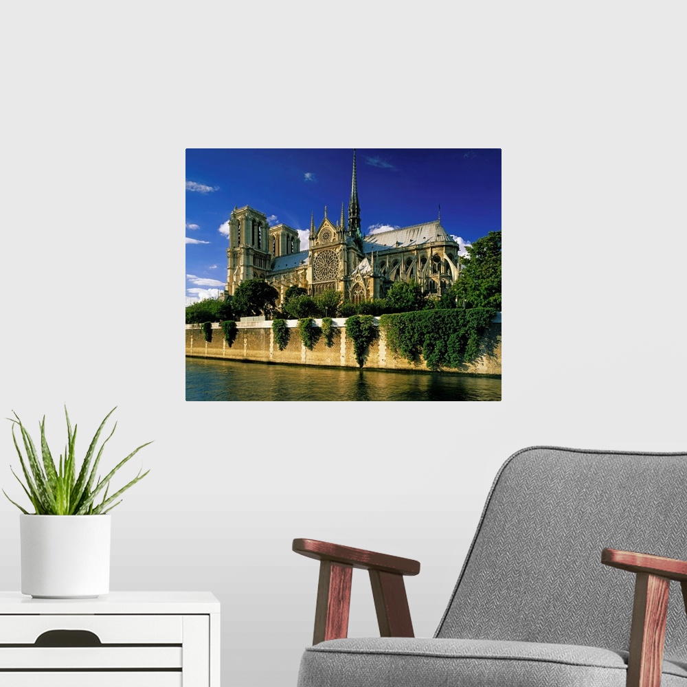 A modern room featuring France, Paris, Notre Dame and Seine River