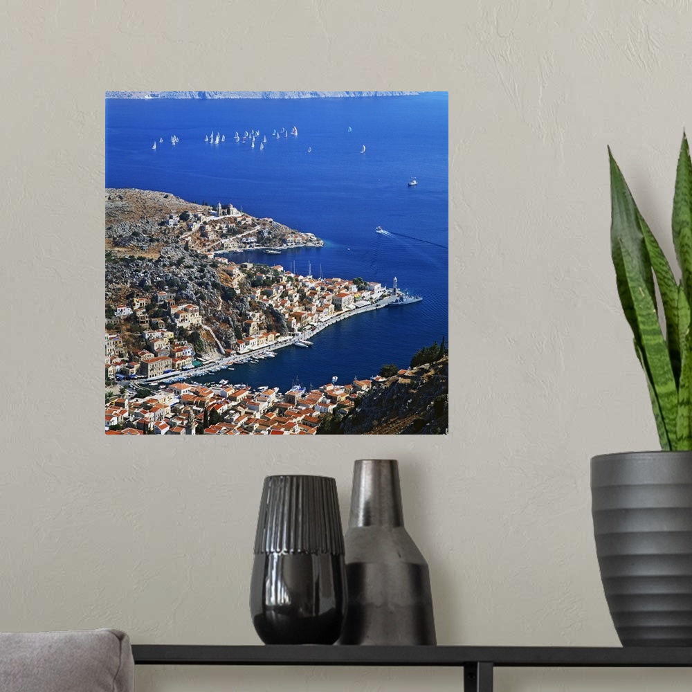 A modern room featuring Greece, Aegean islands, Dodecanese, Symi island, Mediterranean area, Mediterranean sea, Travel De...