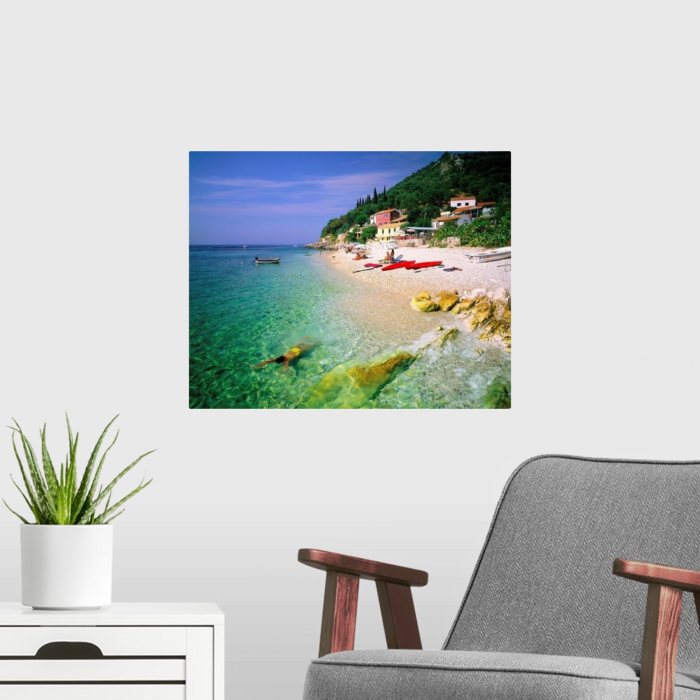 A modern room featuring Greece, Corfu, Kalamaki Beach
