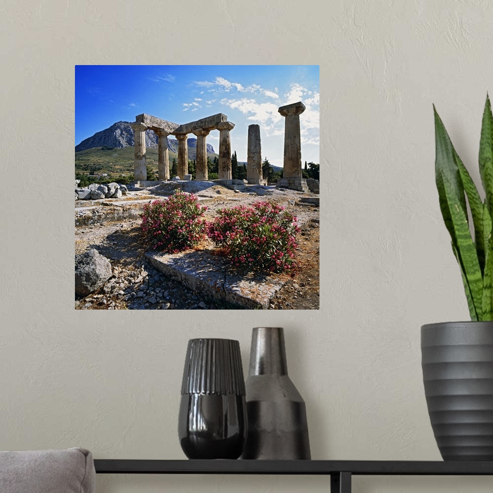 A modern room featuring Greece, Peloponnese, Corinth, Mediterranean area, Travel Destination, Doric temple of Apollo, for...
