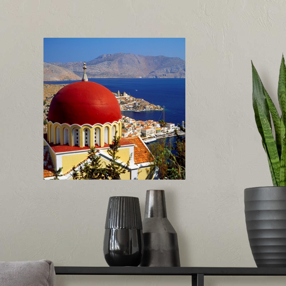 A modern room featuring Greece, Dodecanese, Symi, Gialos, view towards the harbor