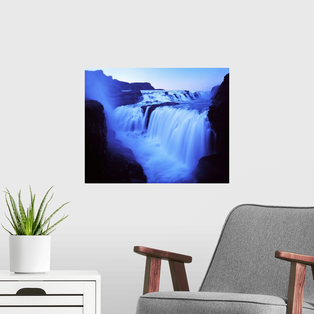 A modern room featuring Iceland, South Central Highlands, Gullfoss waterfall