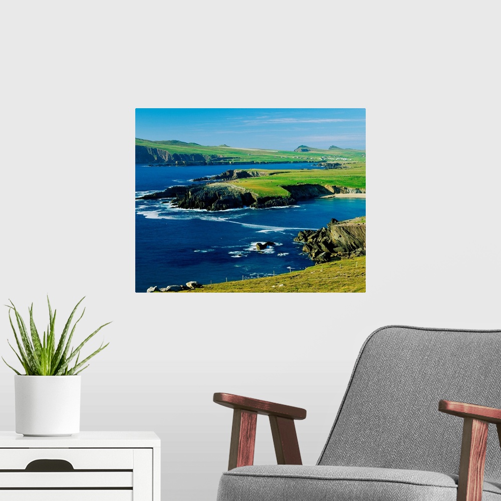 A modern room featuring Ireland, County Kerry, Clogher Head, landscape