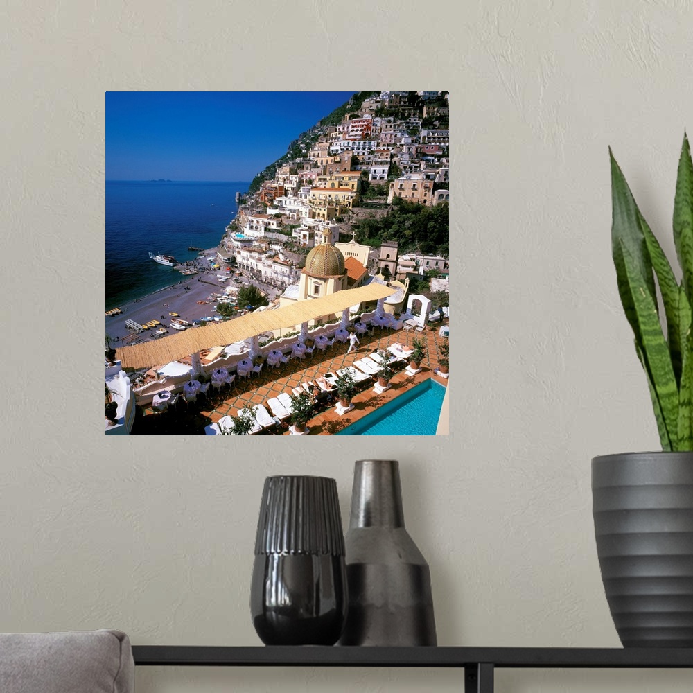 A modern room featuring Italy, Campania, Positano, hotel, town and beach, Amalfi coast