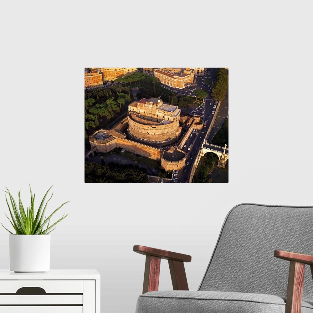 A modern room featuring Italy, Rome, Aerial of Castel Sant'Angelo