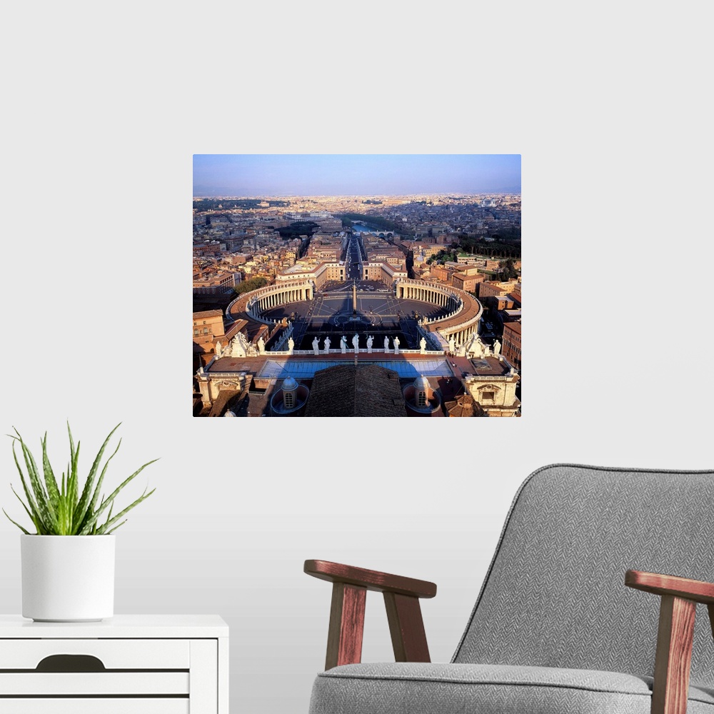 A modern room featuring Italy, Rome Aerial of St. Peter's plaza