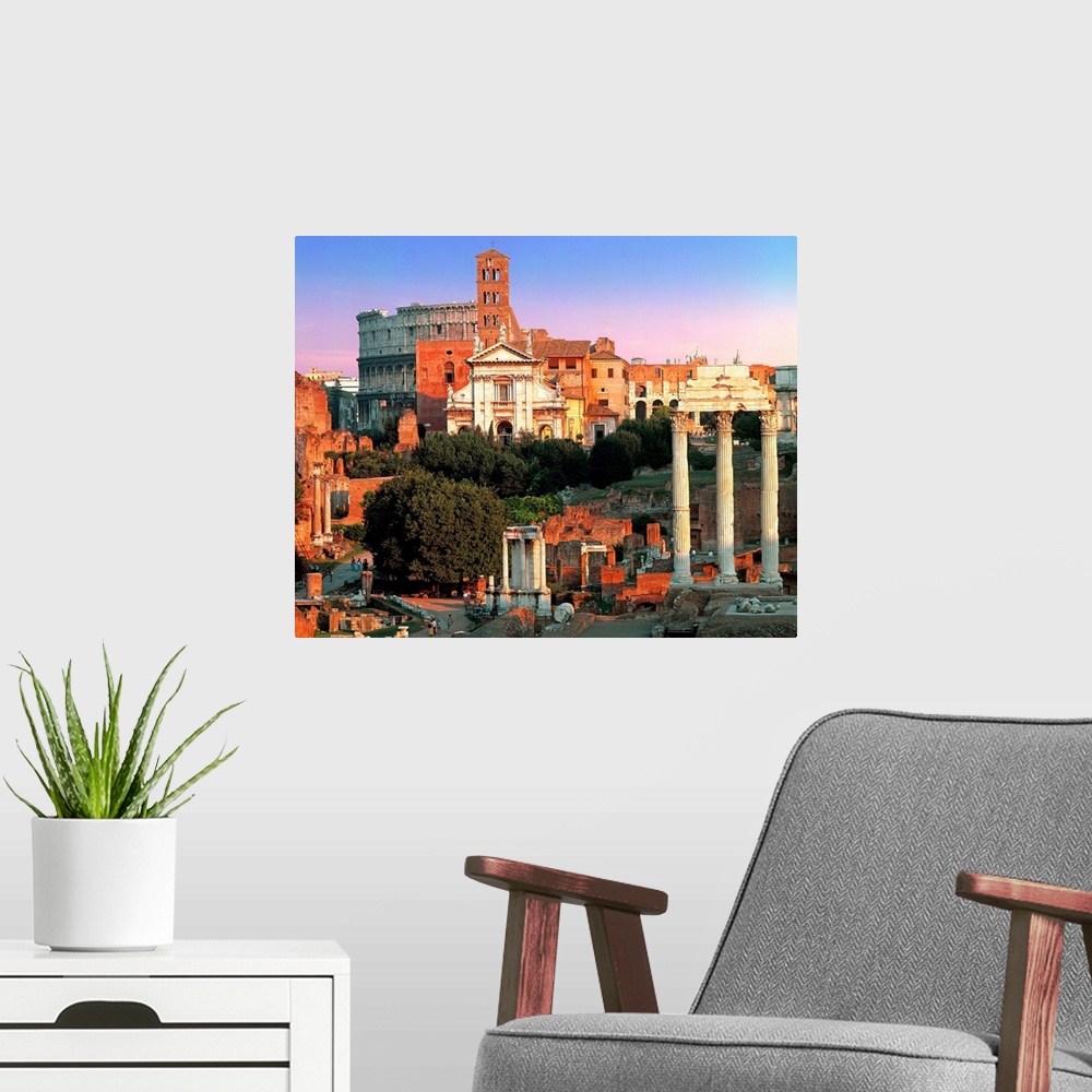 A modern room featuring Italy, Rome, Forum and Coliseum