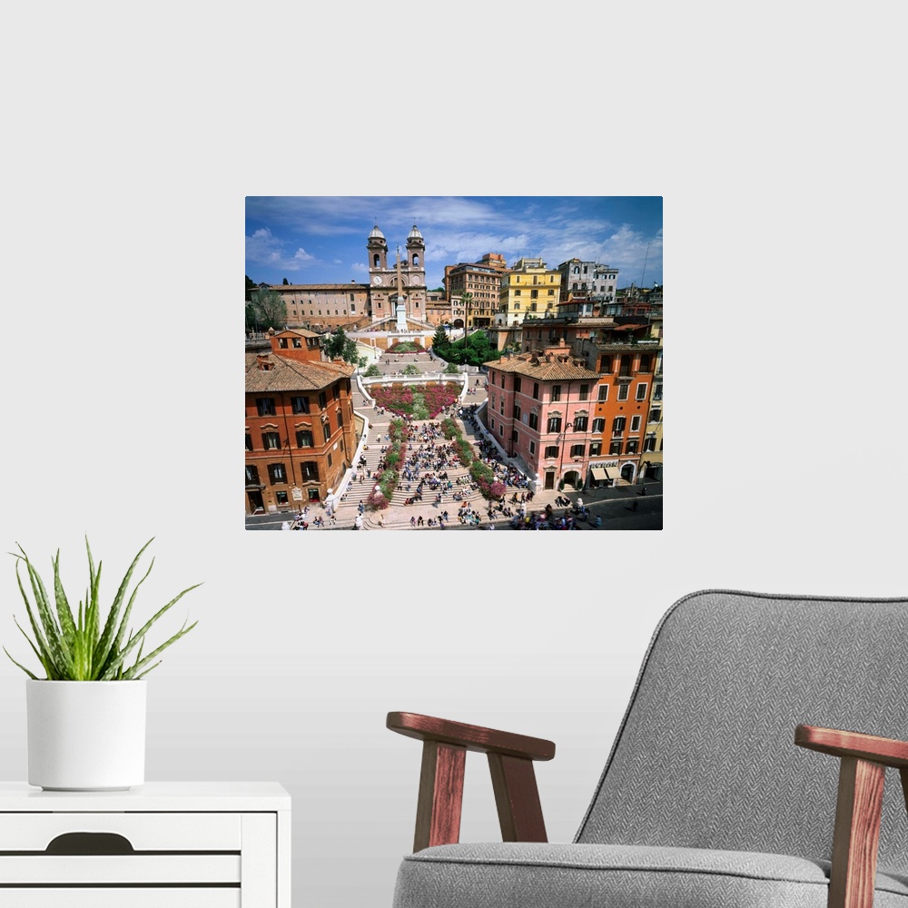 A modern room featuring Italy, Rome, Piazza di Spagna, steps leading to Trinita dei Monti