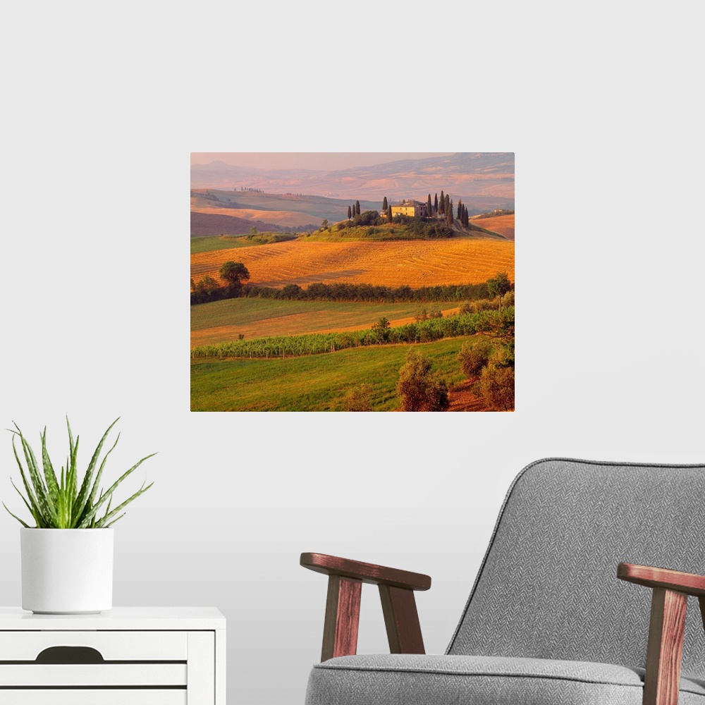 A modern room featuring Italy, Tuscany, Landscape near San Quirico d'Orcia