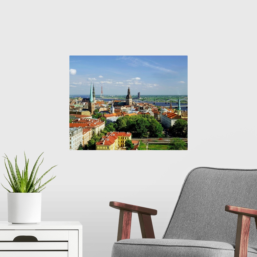 A modern room featuring Latvia, Riga, View of the city