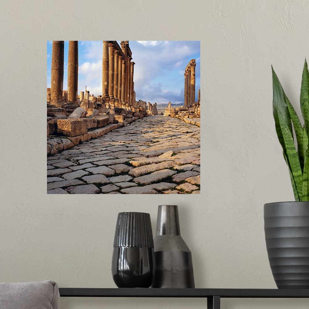 A modern room featuring Middle East, Jordan, Jerash, old Roman ruins, the columns street (Cardo)