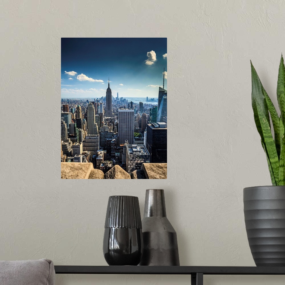 A modern room featuring New York, New York City, Manhattan, Rockefeller Center, Midtown cityscape from Top of the Rock wi...