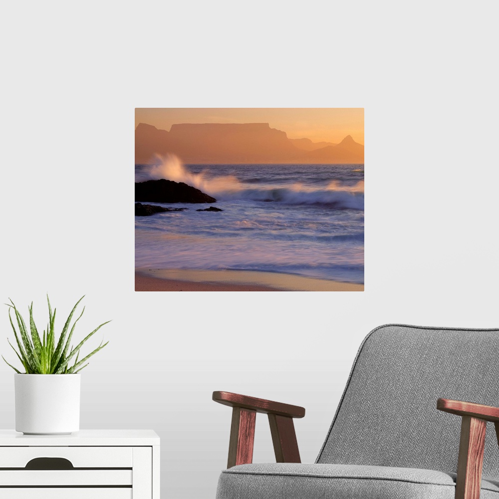 A modern room featuring South Africa, Cape Town, Coastline and Table Mountain in background