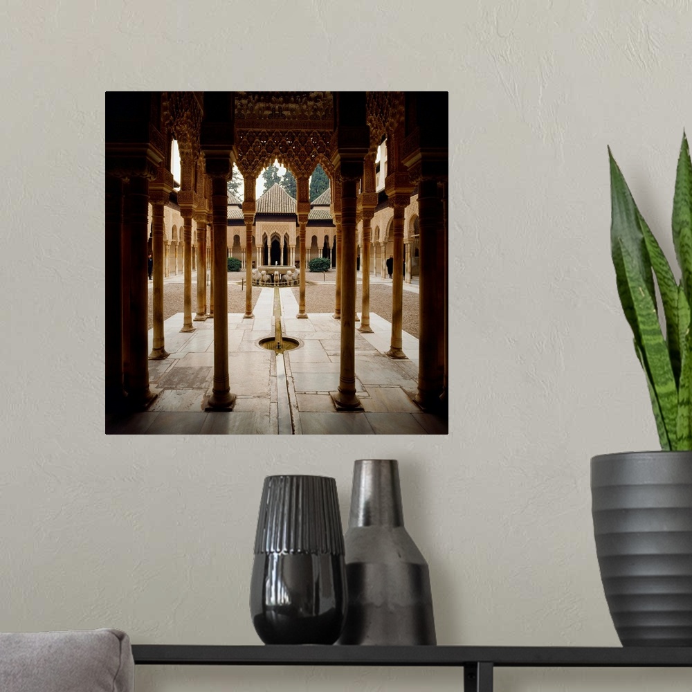 A modern room featuring Spain, Andalucia, Granada, Alhambra, Patio de los Leones, courtyard