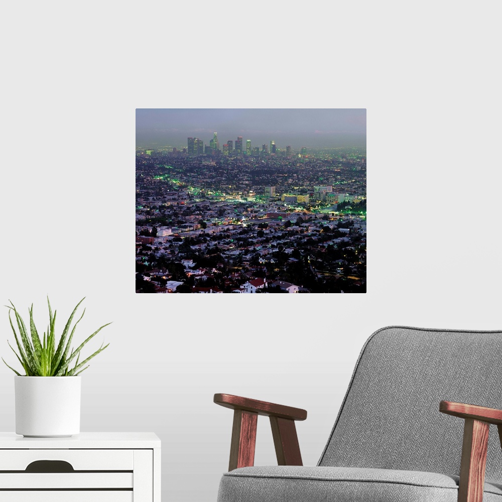 A modern room featuring United States, California, Los Angeles, View towards the Downtown