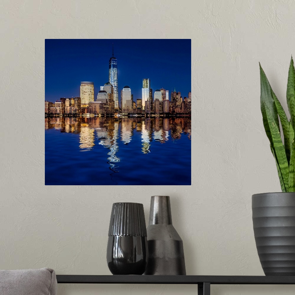A modern room featuring USA, New York City, Manhattan, Lower Manhattan, One World Trade Center, Freedom Tower, View from ...