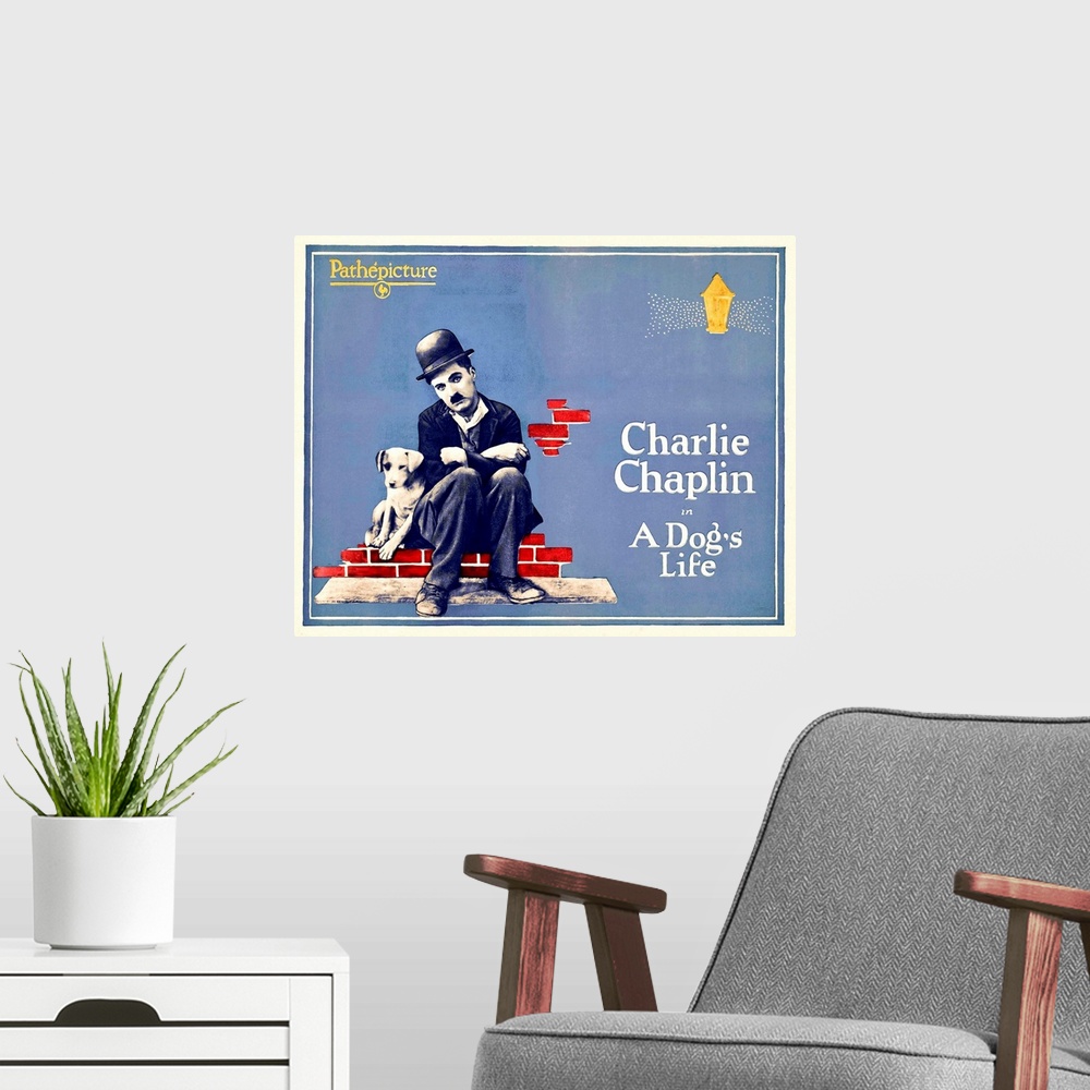 A modern room featuring A Dog's Life - Vintage Movie Poster