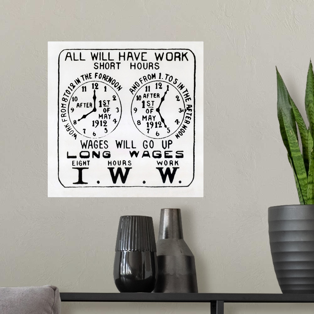 A modern room featuring All Will Have Work - Vintage Propaganda Poster